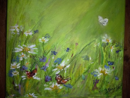 Vlinders 1, olieverf 2019, 30x30 cm,te koop